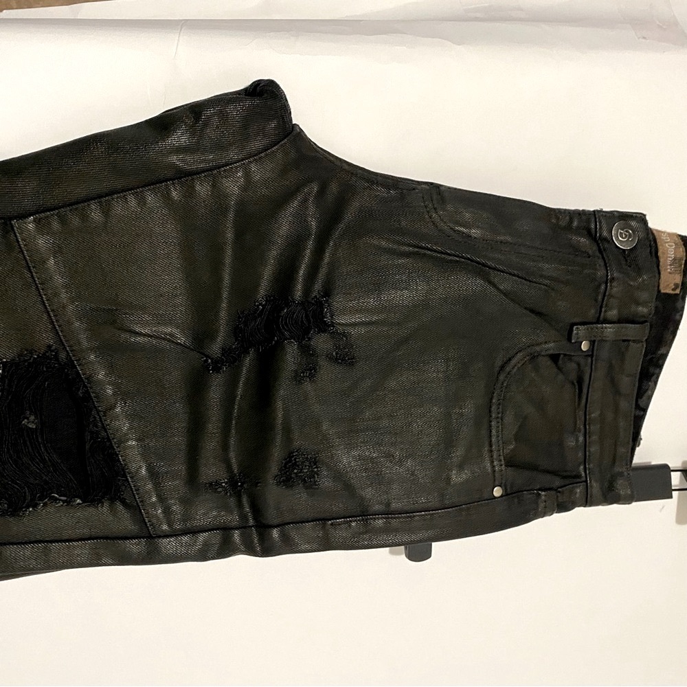 Men's Crysp Denim Black WAX DENIM DISTRESSED JEANS 34W x 33L - Picture 11 of 14